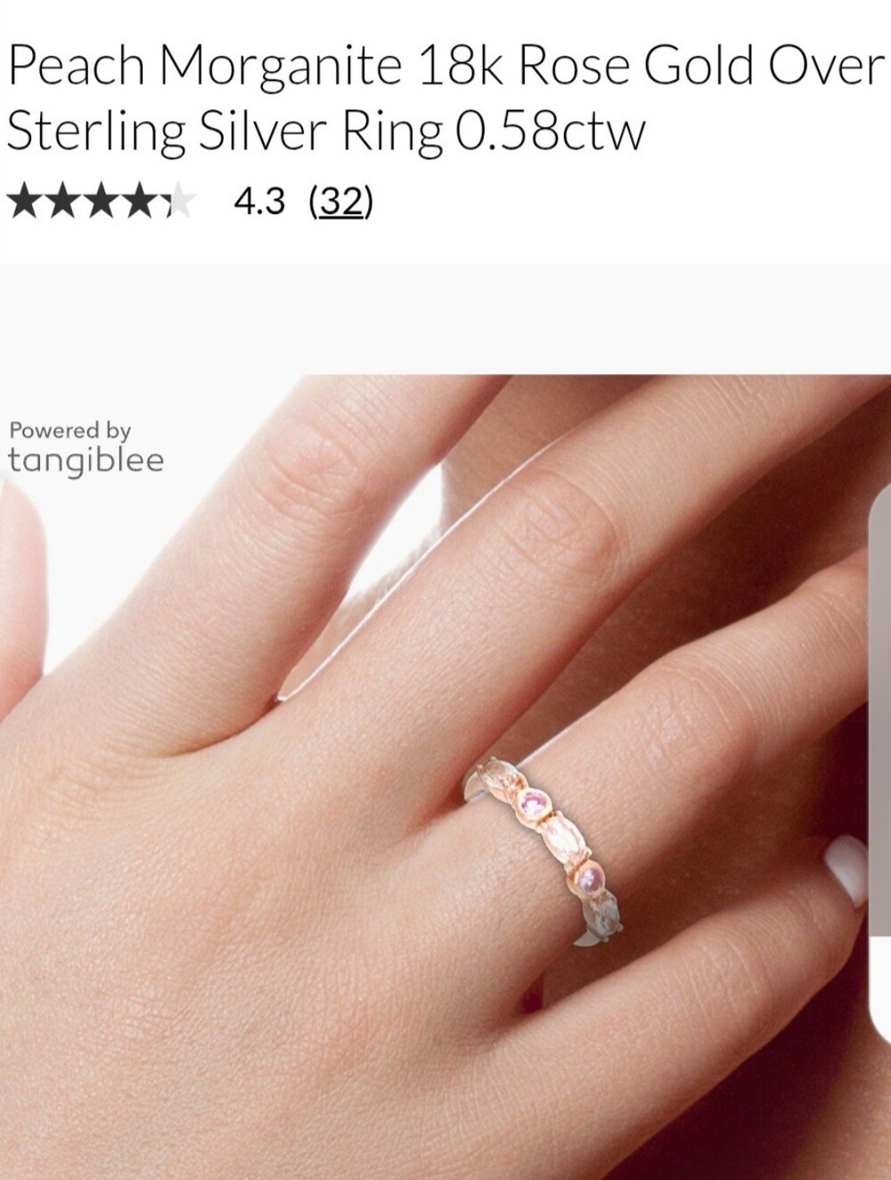 .50 CTW Peach Morganite 18K Rose Gold over 925 Silver Ring